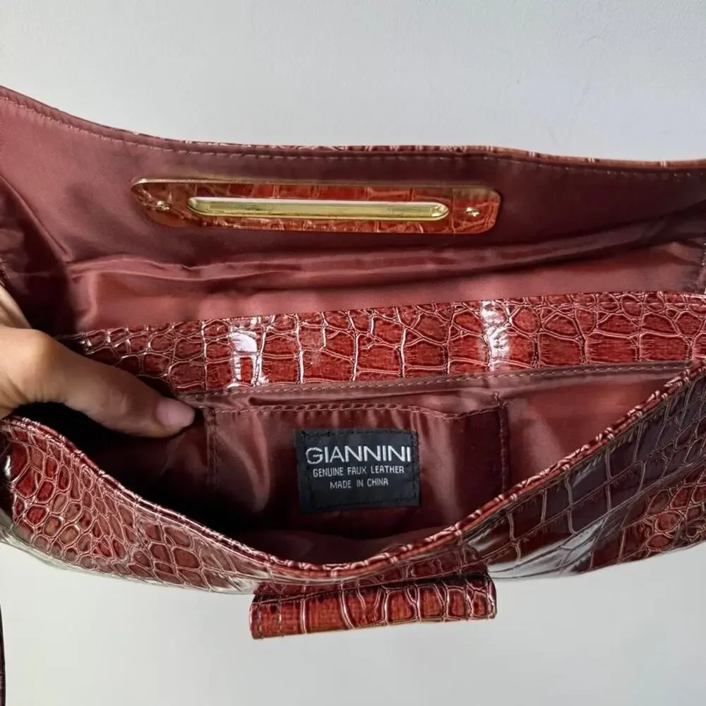 Giannini brown faux croc clutch